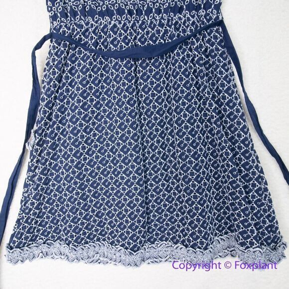 New! Express Eyelet Faux Wrap Dress Blue‎ White Short Sleeve Casual, S - Picture 14 of 16